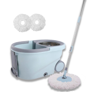 Grazie Spin Mop with Wheels – 360° Microfiber Mop, Hands-Free Wringer & Drainage Valve
